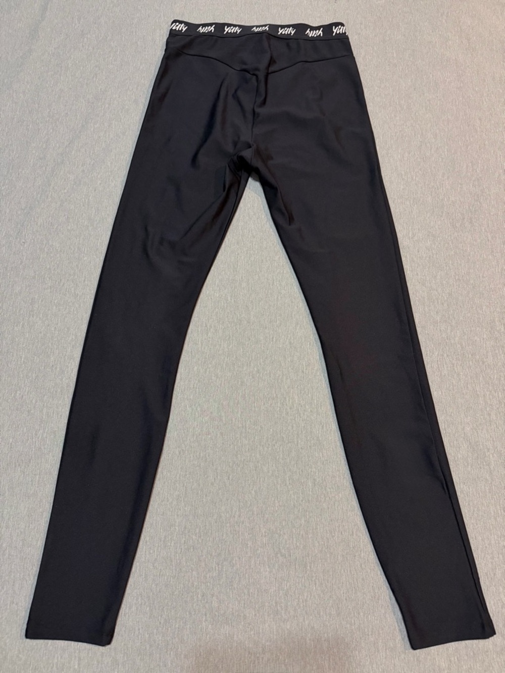 Black High-Waist Leggings with Elastic Logo Waistband - Picture 4 of 10